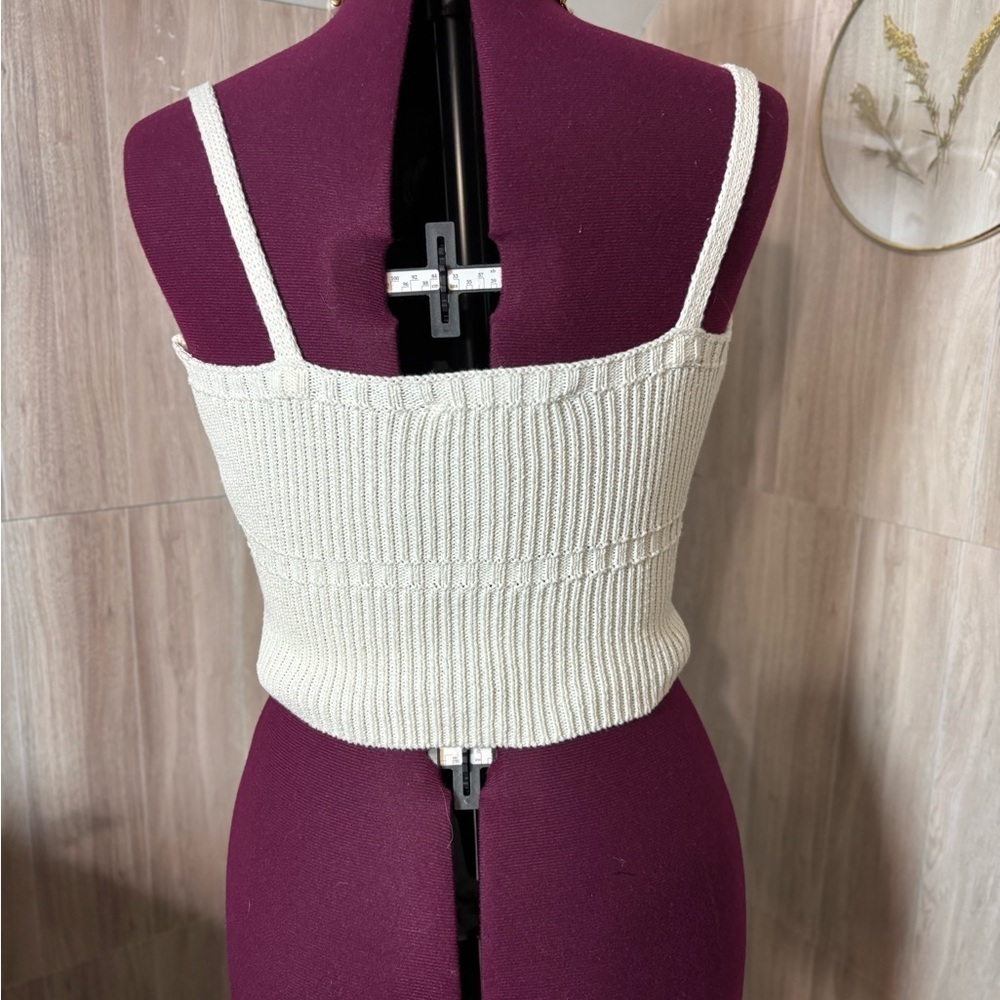Zara Cream Ribbed Knit Tank - Picture 2 of 6